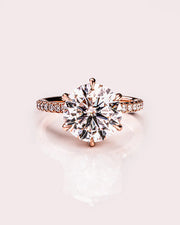 Round Cut Moissanite Engagement Ring Vintage Art Deco Bridal Solitaire in Gold Mapple Gems